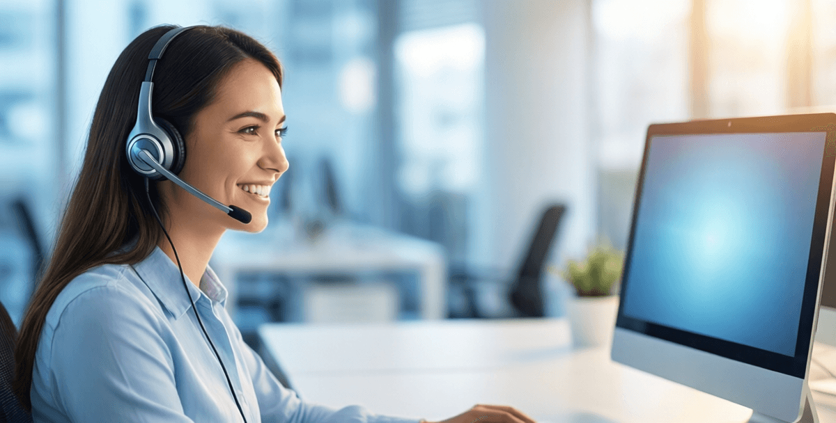 Virtual call center agent assisting customers